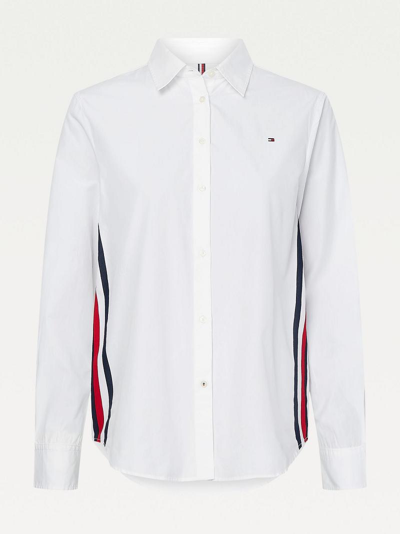 Női Tommy Hilfiger Organic Pamut Stripe Ingek Fehér | HU 289PJJ